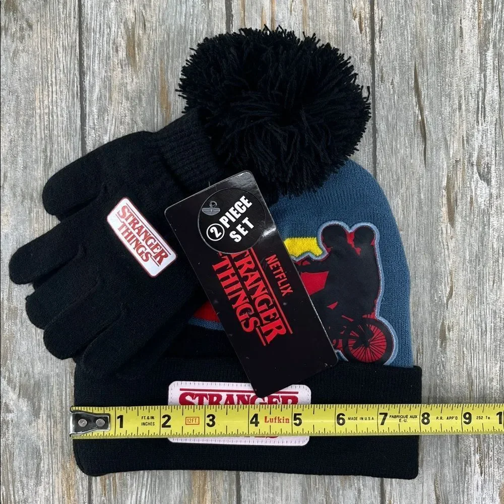 Stranger Things Beanie Hat With Pom Pom & Glove Set